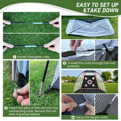 Durable 600D Oxford cloth golf net with reinforced fiberglass structure