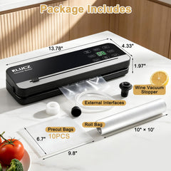 Bag roll included with KLUCZ vacuum sealer for meats seafood produce