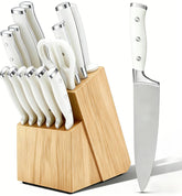 15 piece knife set with 8 inch chef knife in block set