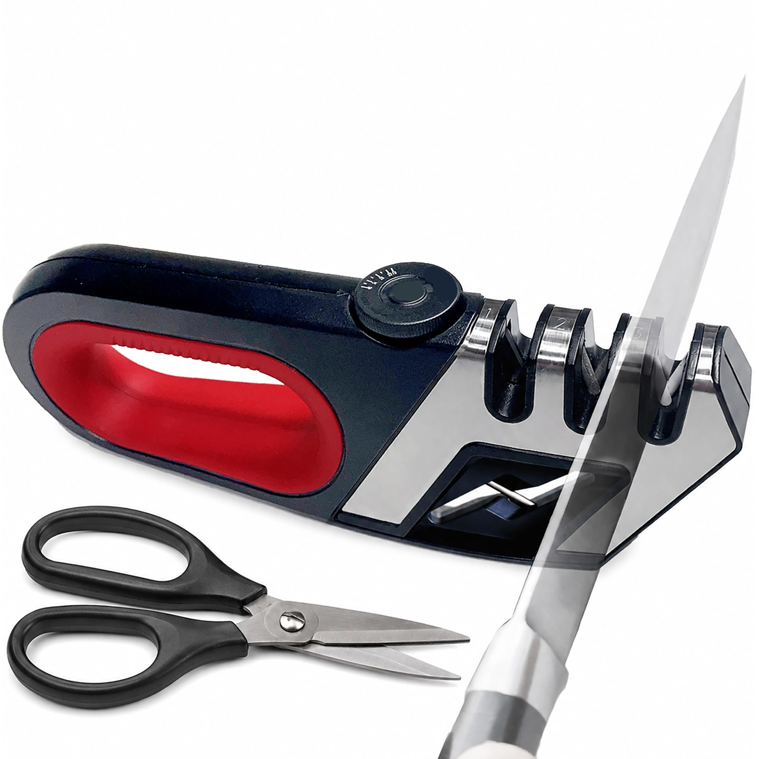 Knife Sharpener with 7 Adjustable Angles Scissor Slot product image