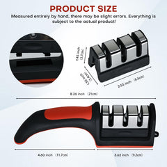 Ergonomic handle and non-slip base for safe sharpening