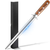 Knife sharpening rod 13.7 inch carbon steel with wood handle