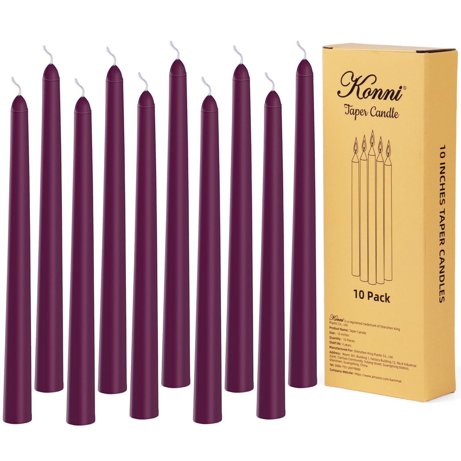 KONNI 0.87x10 inch purple taper candles set of 10