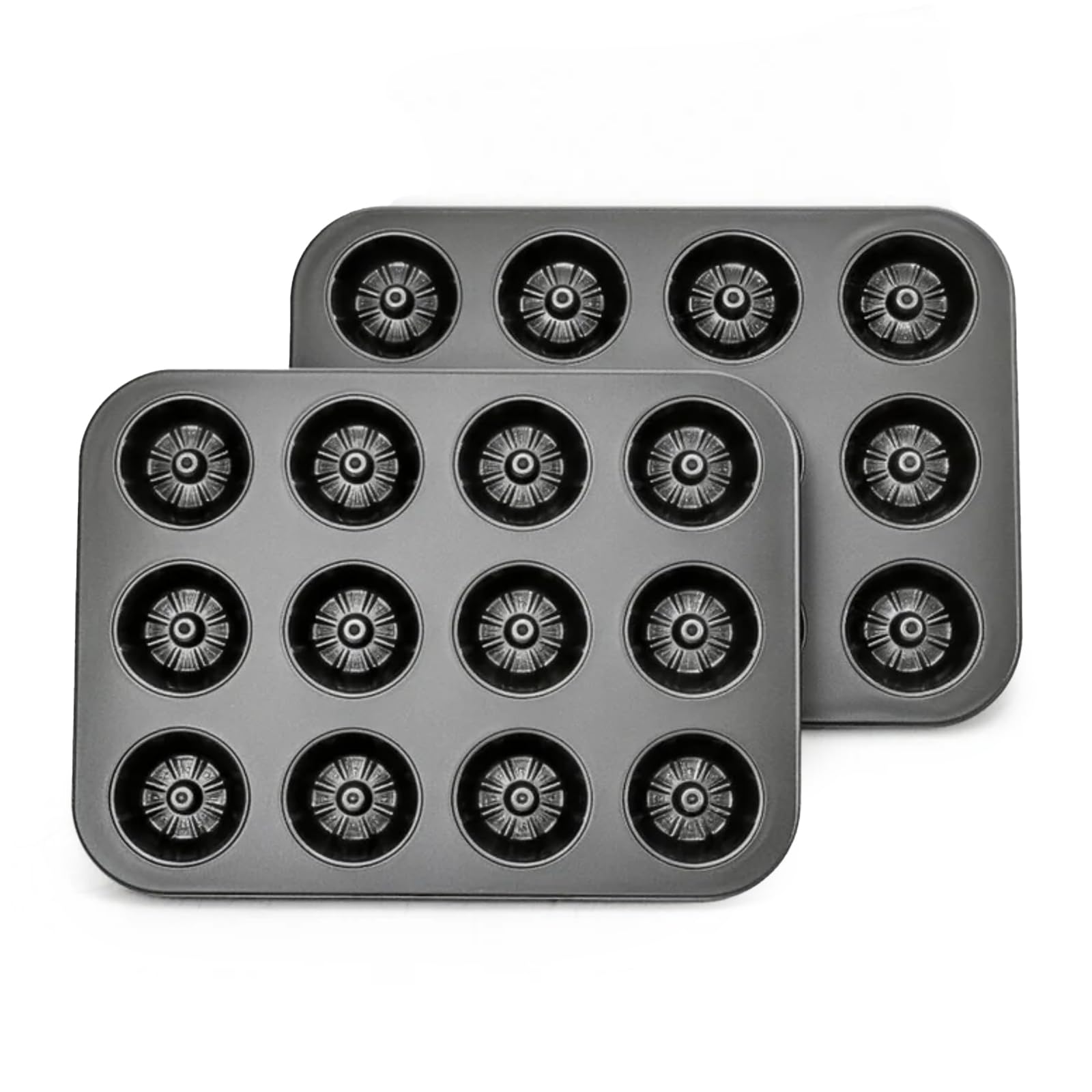 Konnieem 2 pack mini bundt cake pan gray 12 cavity set