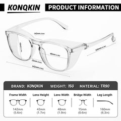 anti fog konqkin safety glasses side profile