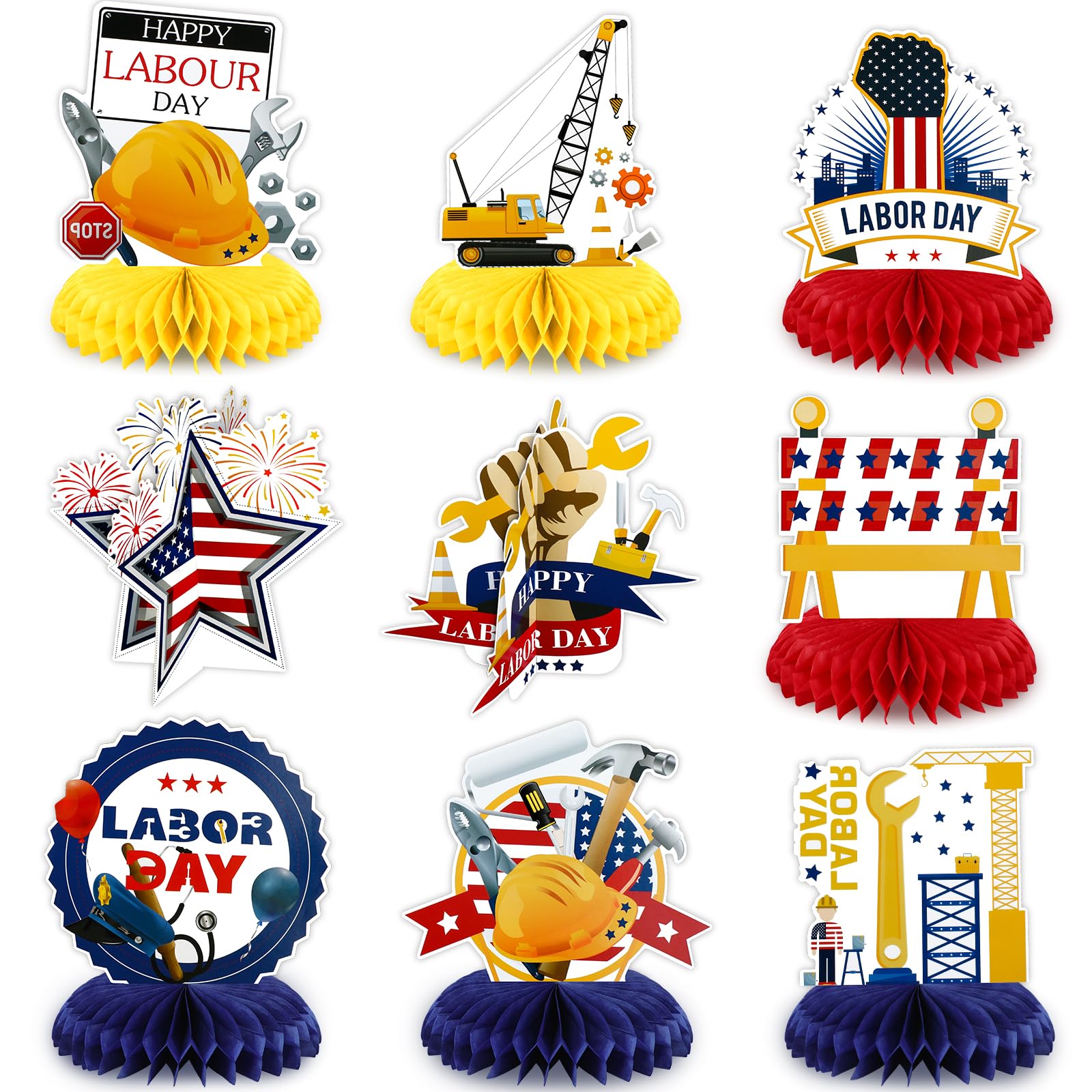 Konsait Labor Day decorations table centerpieces set of 9Pcs