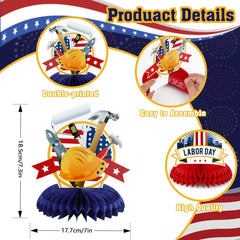 Labor Day honeycomb centerpieces with patriotic designs