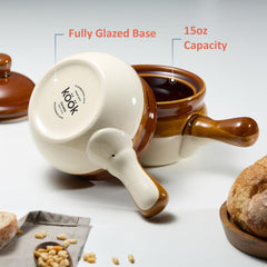 KooK ceramic bowls with lids for French Onion Soup Crocks