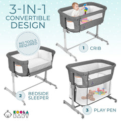 KoolerThings KoolaBaby bedside sleeper grey with zipper