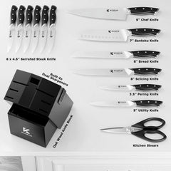 15-Piece German Stainless Steel knife set with dual sharpeners