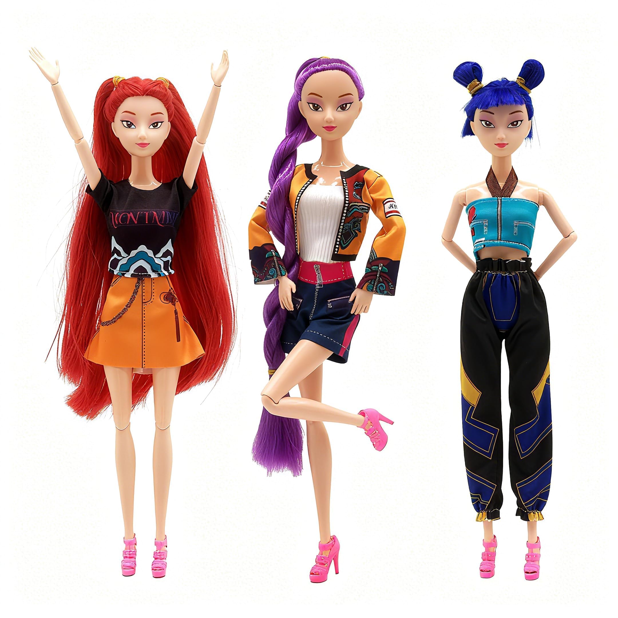 Kpop Demon Hunters Toys Action Dolls Set three poseable figures display pose