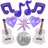 Kpop Girl Group Party Balloons set with purple music notes and disco ball