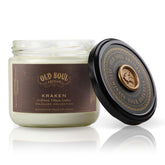 Kraken Teakwood Driftwood Tobacco Leather scented soy candle 12oz vegan