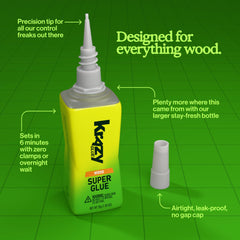 Close up of 30g Krazy Glue wood adhesive tube