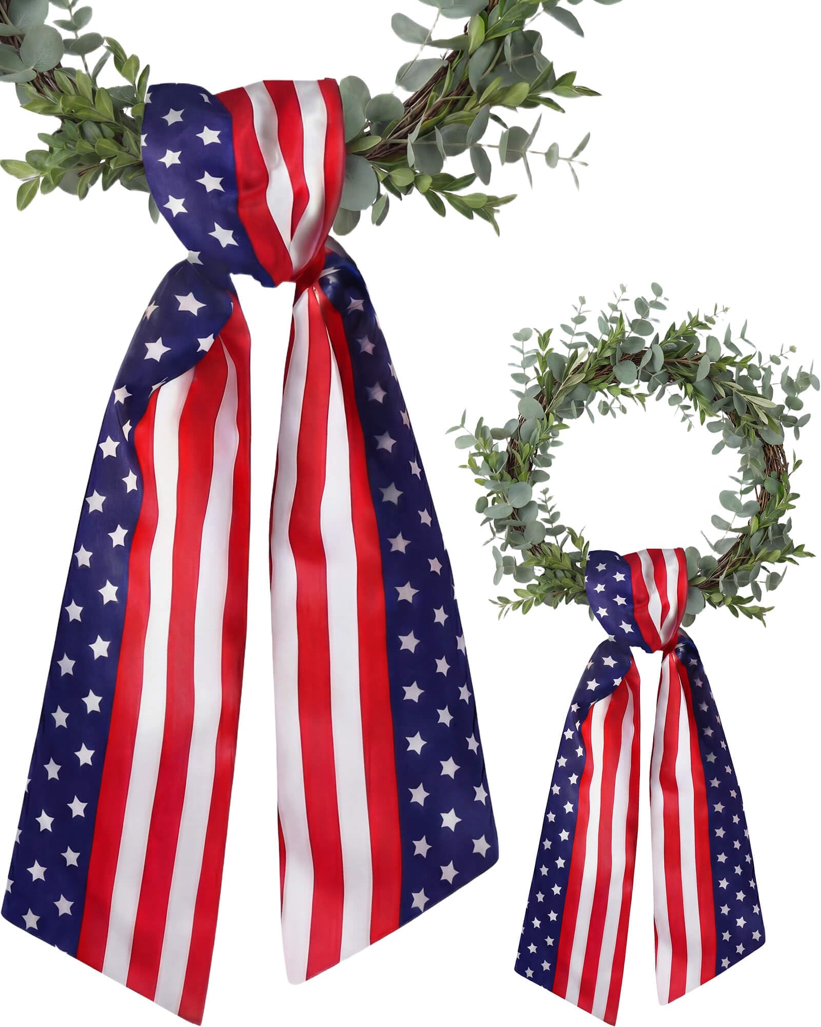 Kutyndrix Patriotic Wreath Sash for Front Door front view