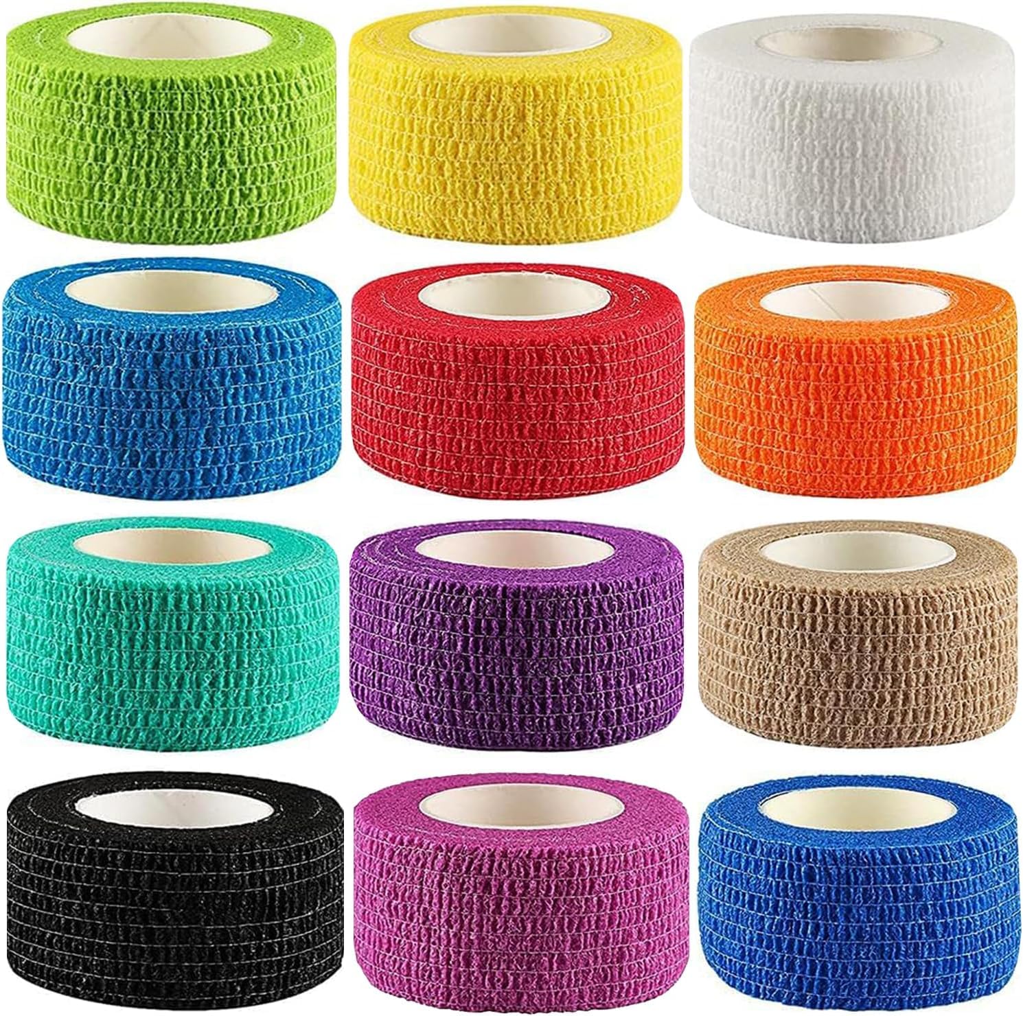 Kuvvfe self adhesive bandage wrap 12 pack 1in x 5yds rainbow colors