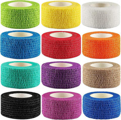 Kuvvfe self adhesive bandage wrap 12 pack 1in x 5yds rainbow colors
