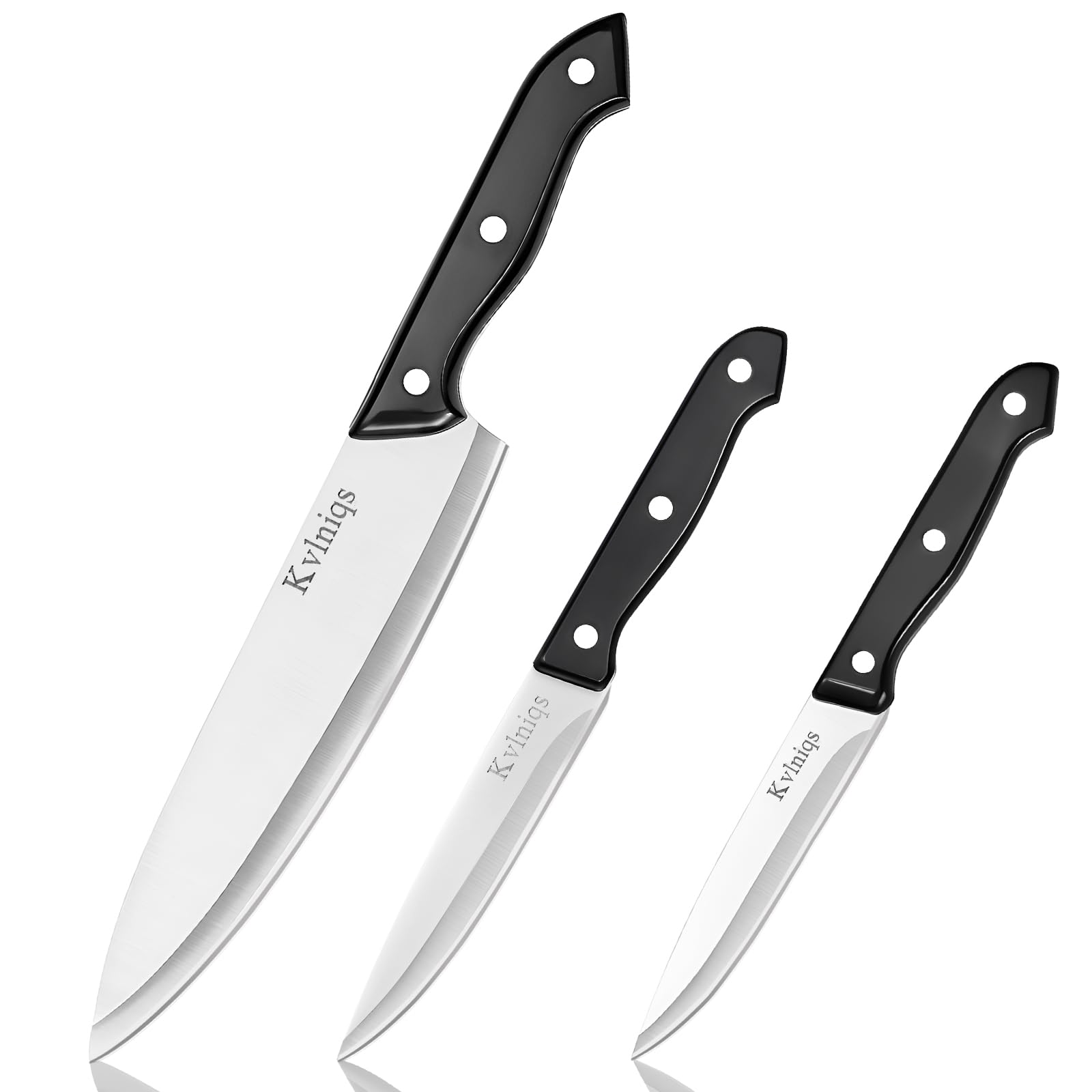 Kvlniqs 3-Piece Kitchen Knife Set with 8 inch chef knife 5 inch utility knife 4.5 inch paring knife