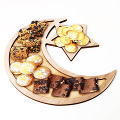 Elegant crescent moon and star design dessert tray