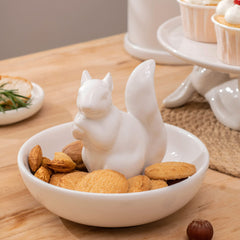 ceramic squirrel snack bowl for pistachios and peanuts