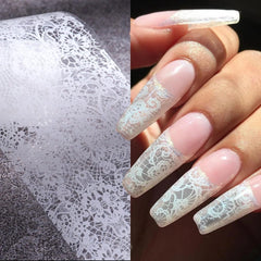 Lace nail foil black design