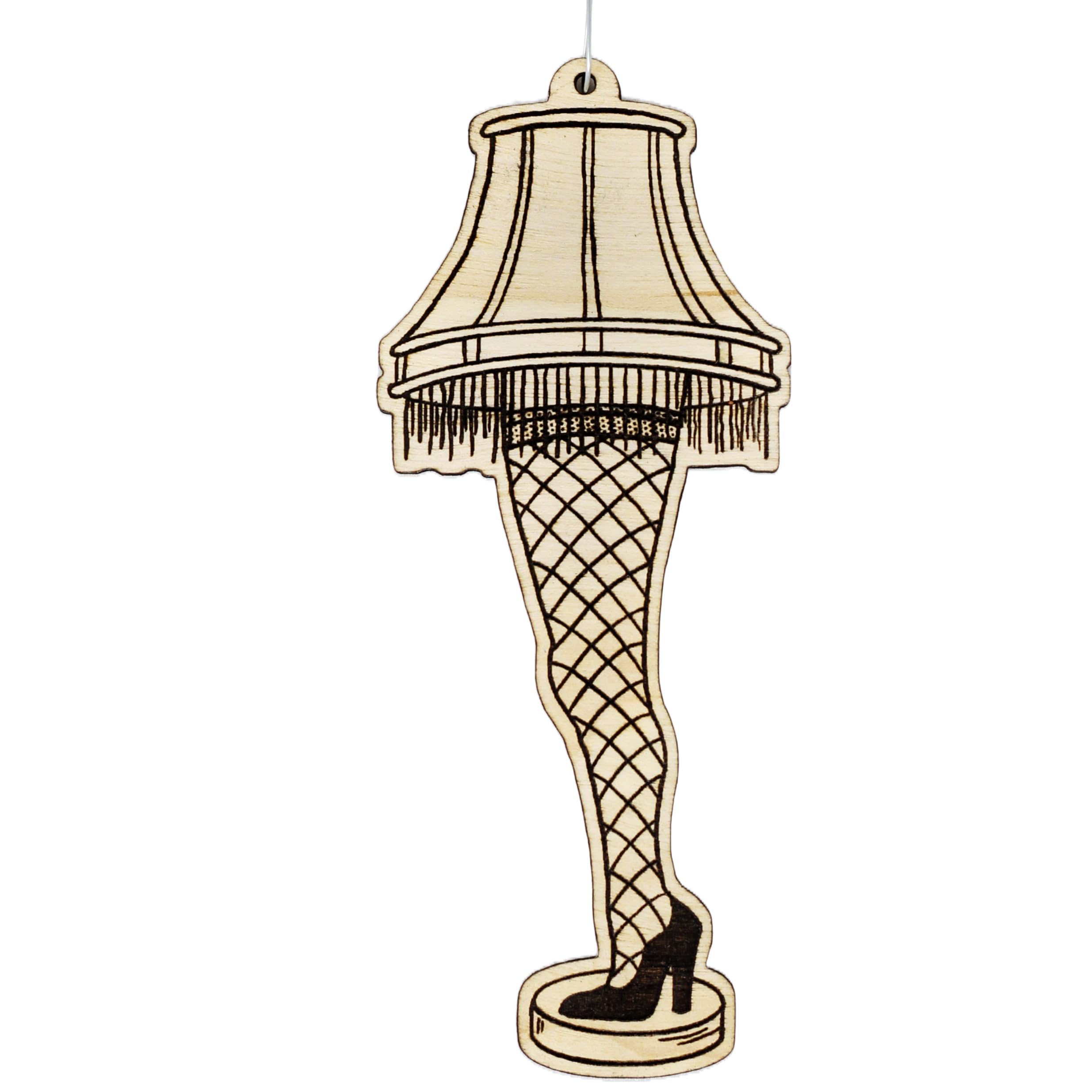 Ladies Leg Lamp Christmas Ornament crafted from birch wood for Christmas tree display