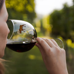 Lake house wine glass charms in use