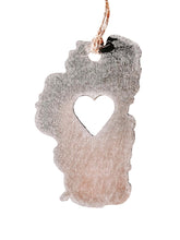 Lake Tahoe Ornament heartcut design in raw steel