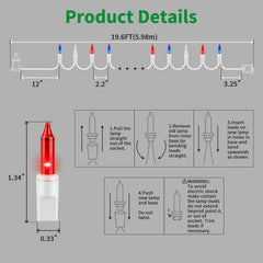 Patriotic 19.6ft connectable string lights for outdoors