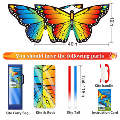 Lanrui butterfly kite 200ft strings and easy grip handles