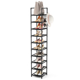 LANTEFUL tall narrow shoe rack metal frame 10-tier storage