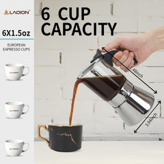 LAOION 6Cup 240ml moka pot induction compatible stainless steel