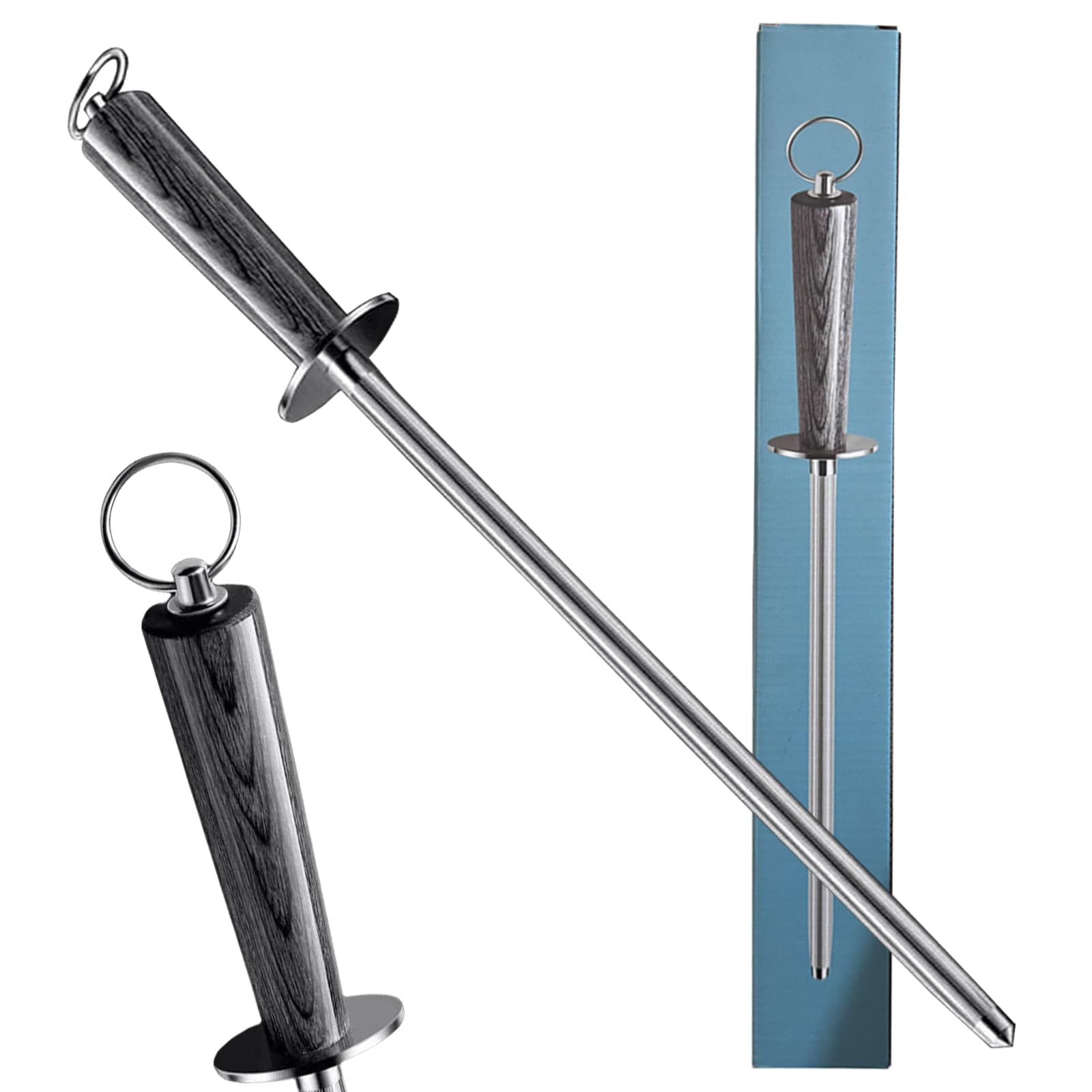 Laoxiongtou 12 inch knife sharpener rod with colorful wood handle