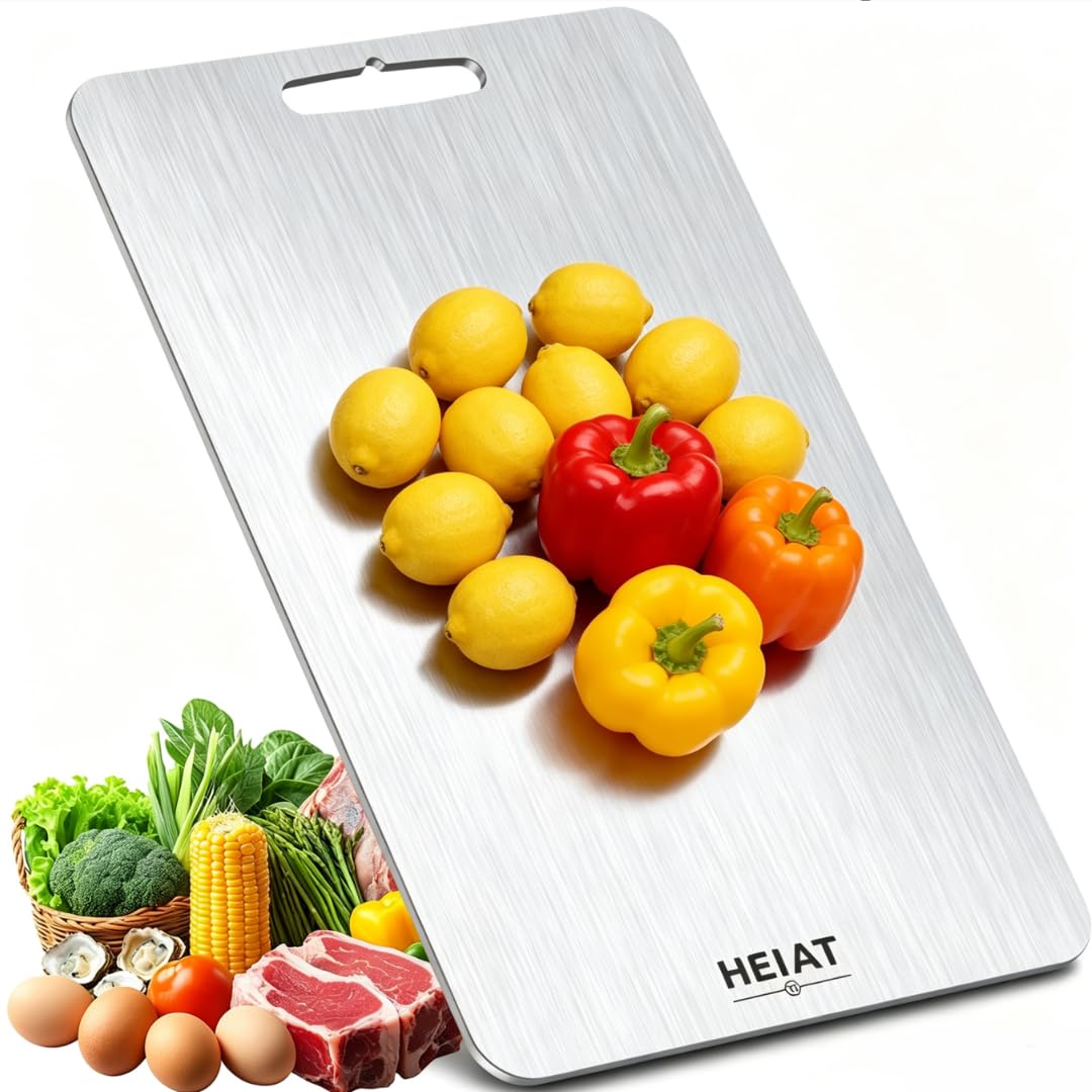 Large 100% Pure Titanium Cutting Board Double-Sided with Handles