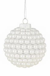 Large 3.5 inch pearl Christmas ornament with half back pearls on clear acrylic ball