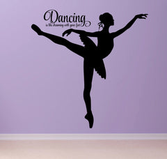 Large 36x36 black dancing ballerina silhouette decal with quote