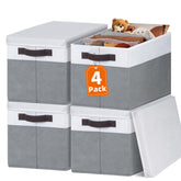 Large Closet Storage Baskets Bins with Lids 14x10x9.5 inch pack of 4 on shelf