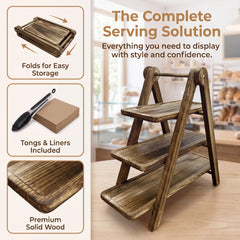 Large collapsible serving platter folded for storage