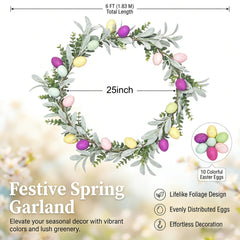 Close look at large colorful eggs on Easter garland