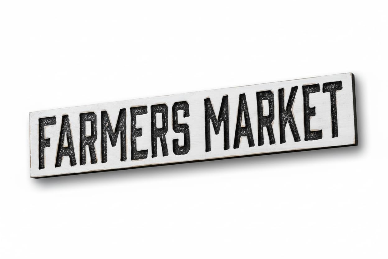 Large FARMERS MARKET Sign carved on solid wood board