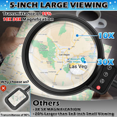 Large floor magnifier on stand for detailed inspection tasks