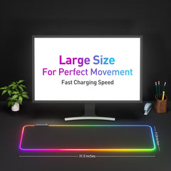 Large RGB mouse pad with rubber base for stability