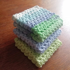 Light pastel celery green crochet dishrag from LarisaKnits Set 3