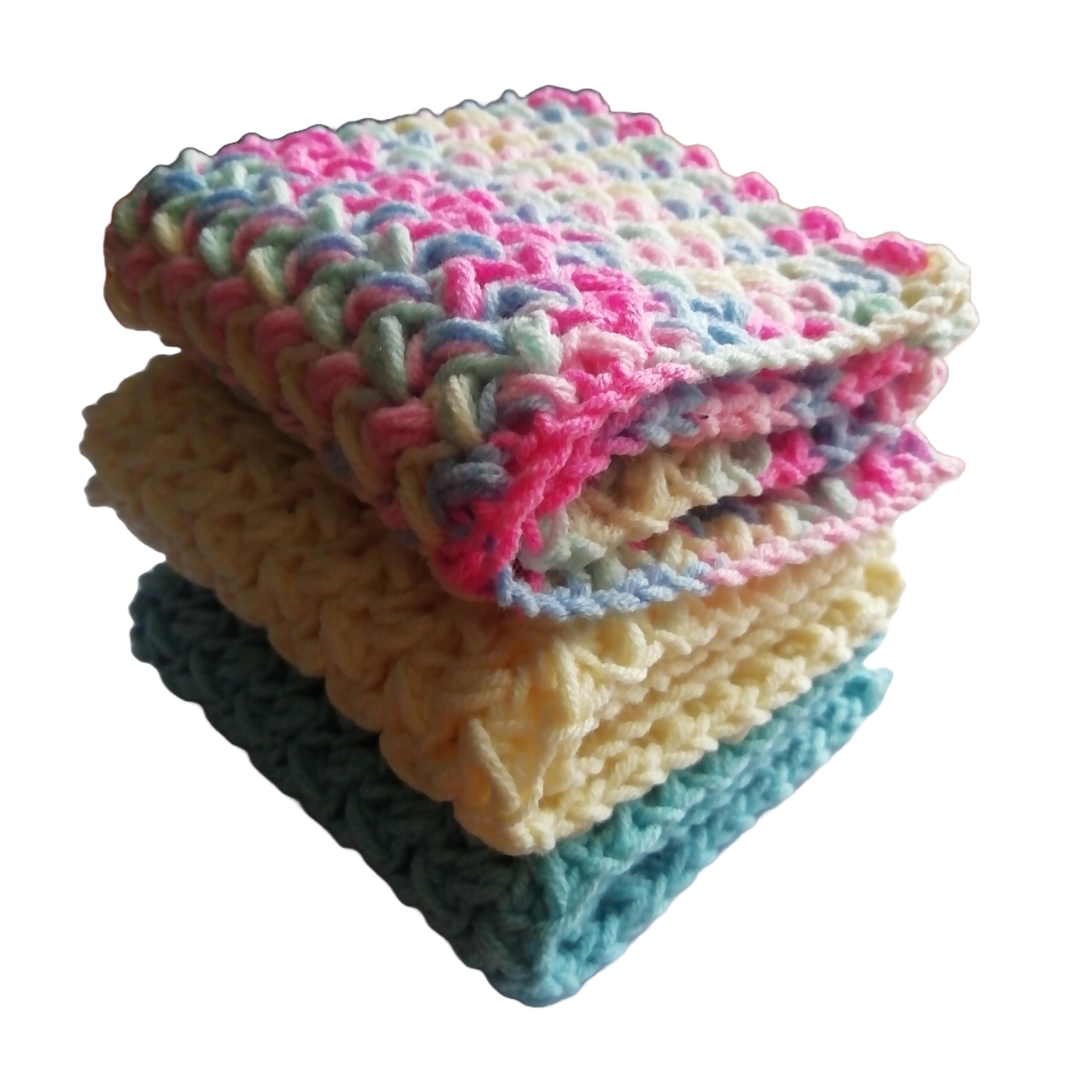 LarisaKnits cotton crochet dish rag set 3 milky white