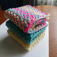 LarisaKnits pastel blue dish cloth 8x8 crochet