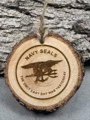 Laser burned Navy Seal Logo ornament ready for customization