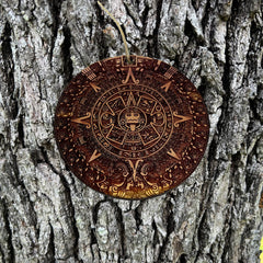 Front side sanded cedar ornament with engraved calendar design