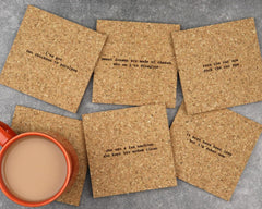 Laser engraved Portuguese cork lyric coaster