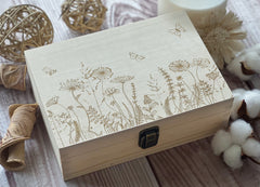 Laser engraved wooden keepsake box crafted in Florida workshop