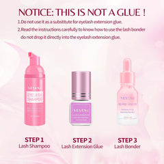 Lash bonder used with eyelash glue for quicker hold